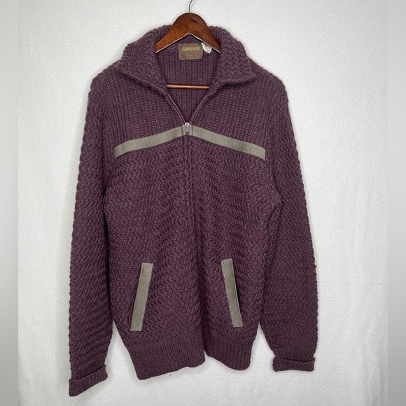Tundra Other - Tundra Vintage Red Wool Zip Front Sweater Sz L